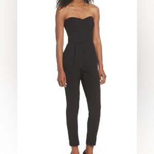 Adelyn Rae strapless slim leg small black jumpsuit NWT